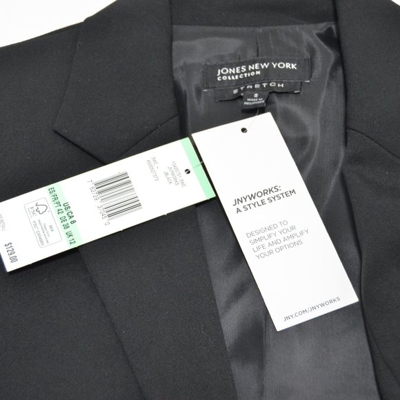 Jones New York Collection Black Olivia Jacket Womens 8 Mix and Match 2 Button - Picture 3 of 8